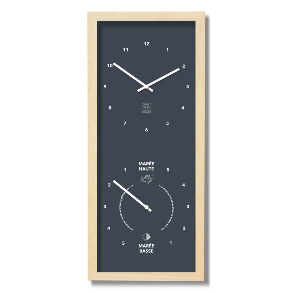 Horloge Heures et Marées verticale anthracite