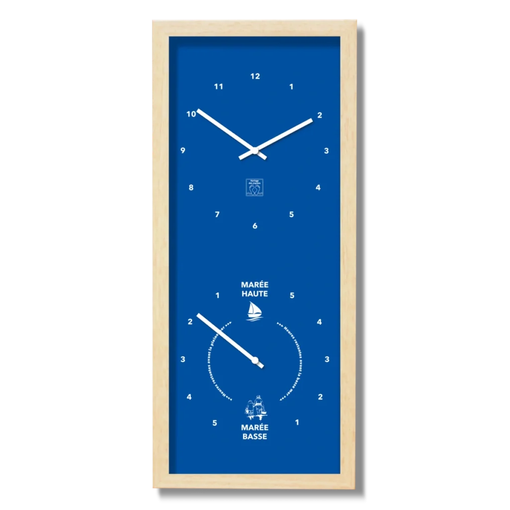 Horloge Heures et Marées verticale bleu roy