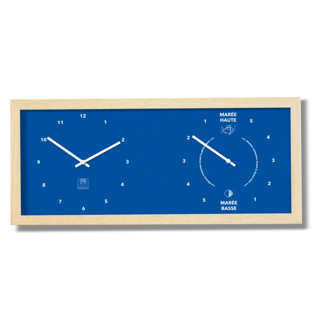 Horloge Heures et Marées horizontal bleu roy
