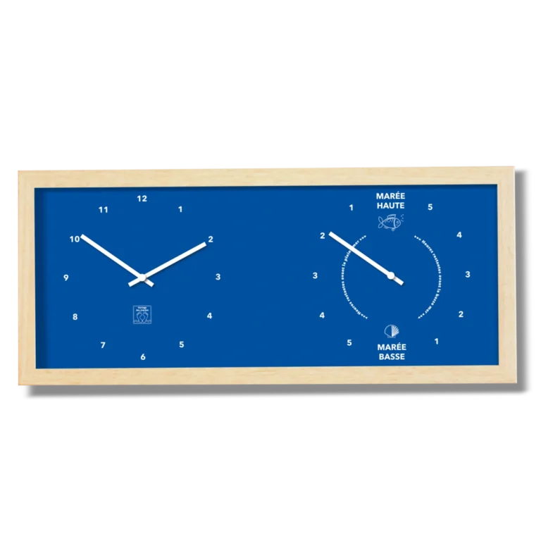 Horloge Heures et Marées horizontal bleu roy