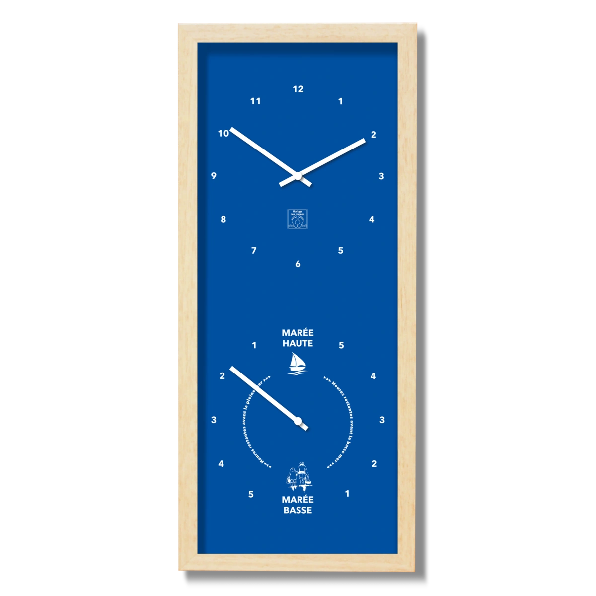 Horloge Heures et Marées verticale bleu roy