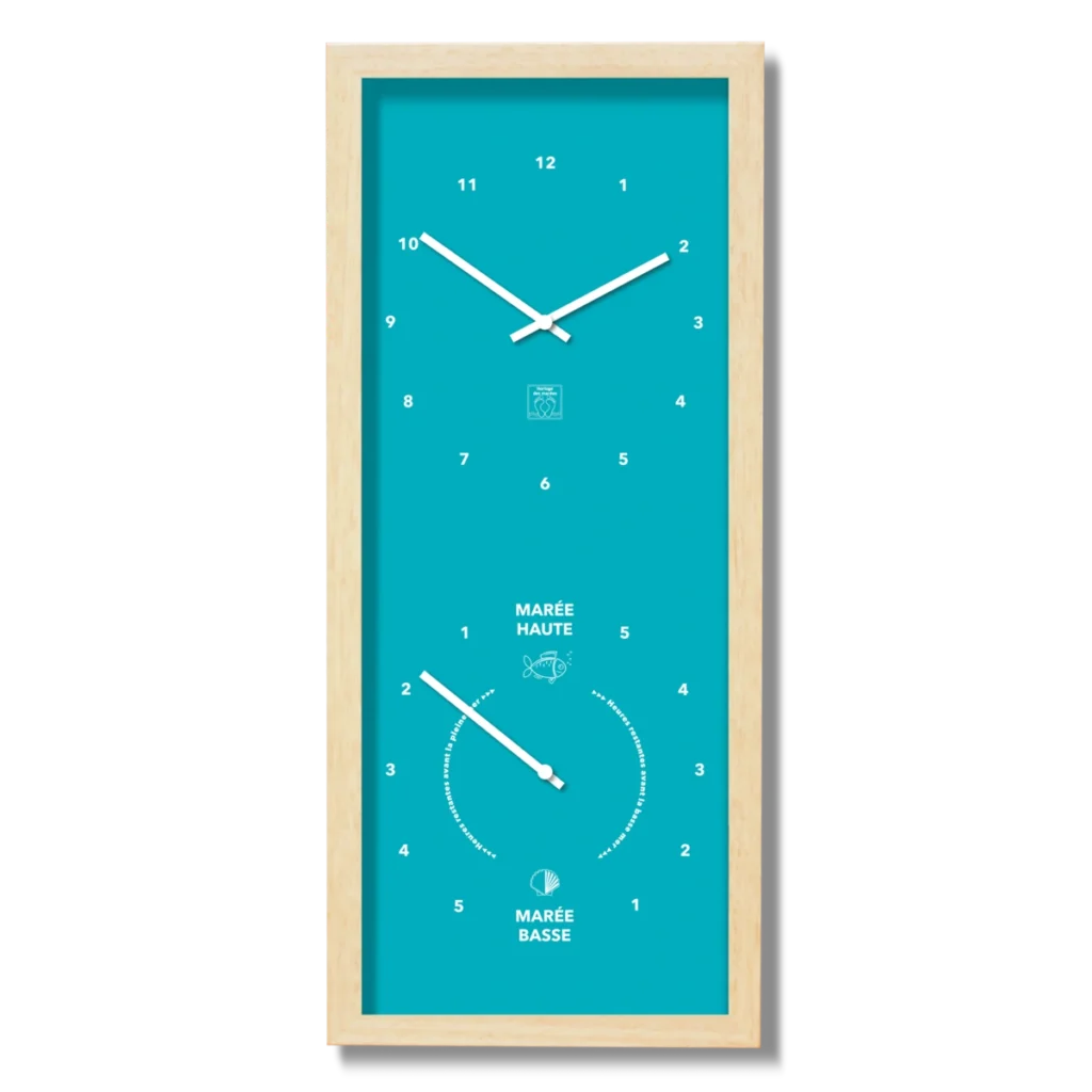 Horloge Heures et Marées verticale vert émeraude