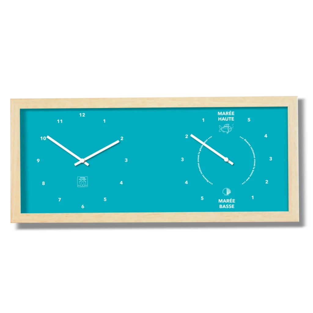 Horloge Heures et Marées horizontal vert emeraude