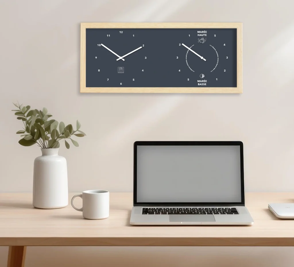 Horloge Heures et Marées horizontal au dessus d'un bureau
