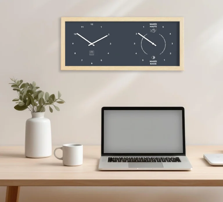 Horloge Heures et Marées horizontal au dessus d'un bureau