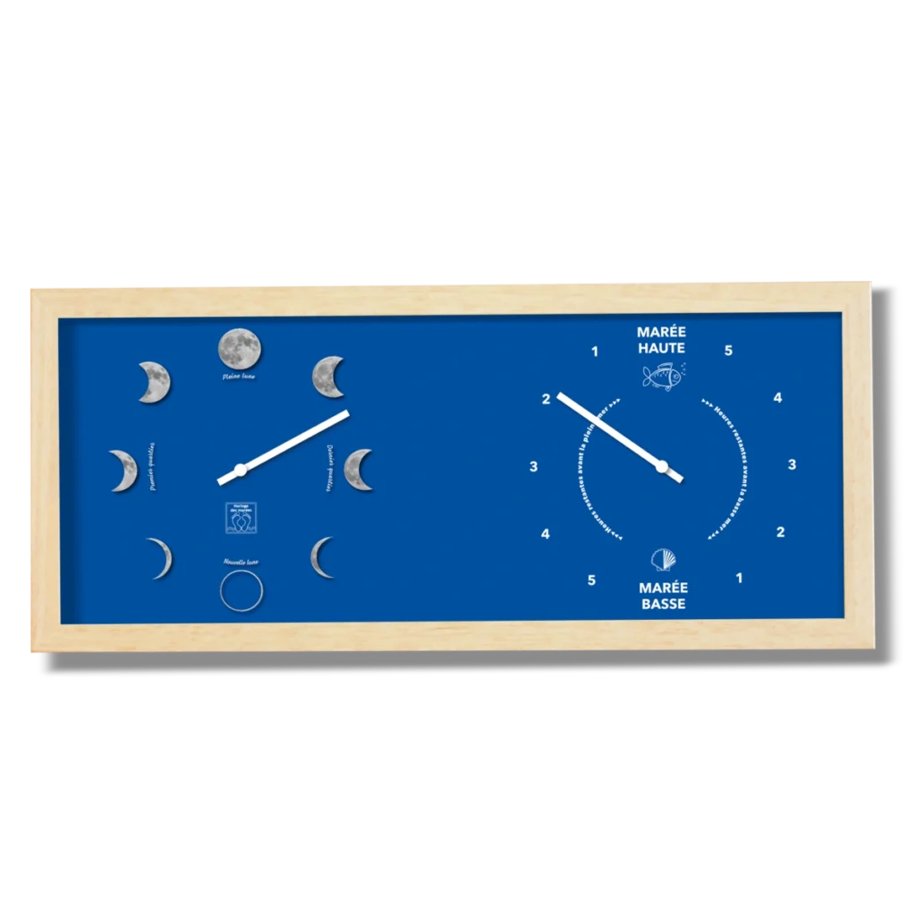 Horloge Lunes et Marées horizontale bleu roy