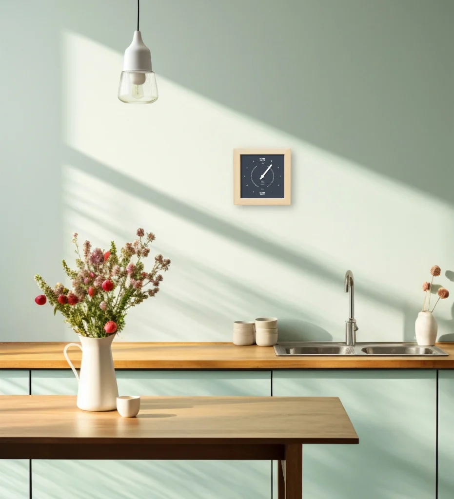 Horloge Cézembre anthracite dans une cuisine