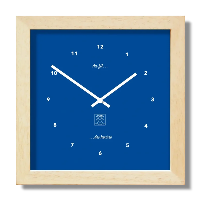 Horloge 12h Bleu Roy 23cm par 23cm